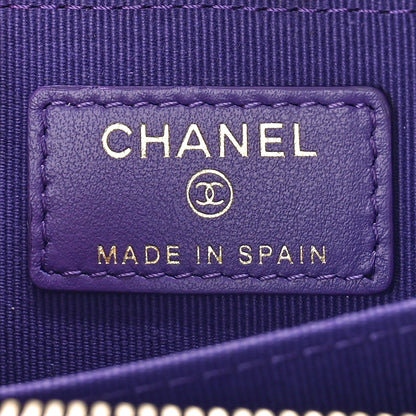 Chanel Caviar Quilted Zip Around Coin Purse Wallet Purple 6 of 10