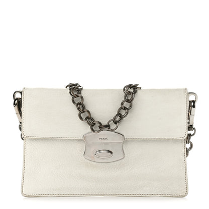 Prada Buffalo Metal Foldover Pushlock Chain Shoulder Bag White 1 of 6