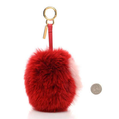 Fendi Fox Fur Shiny Nappa Heart Pom Pom Bag Charm Rosso Rosa 2 of 4