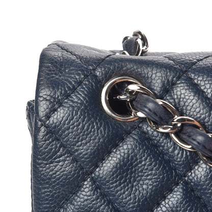 Chanel Washed Caviar Quilted Maxi Single Flap Blue 17 of 19