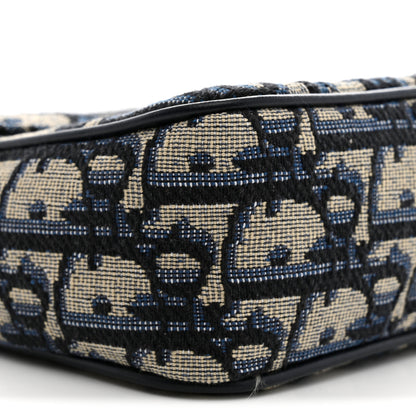 Christian Dior Oblique Jacquard Calfskin 30 Montaigne D-Vine Pouch With Chain Blue 9 of 11