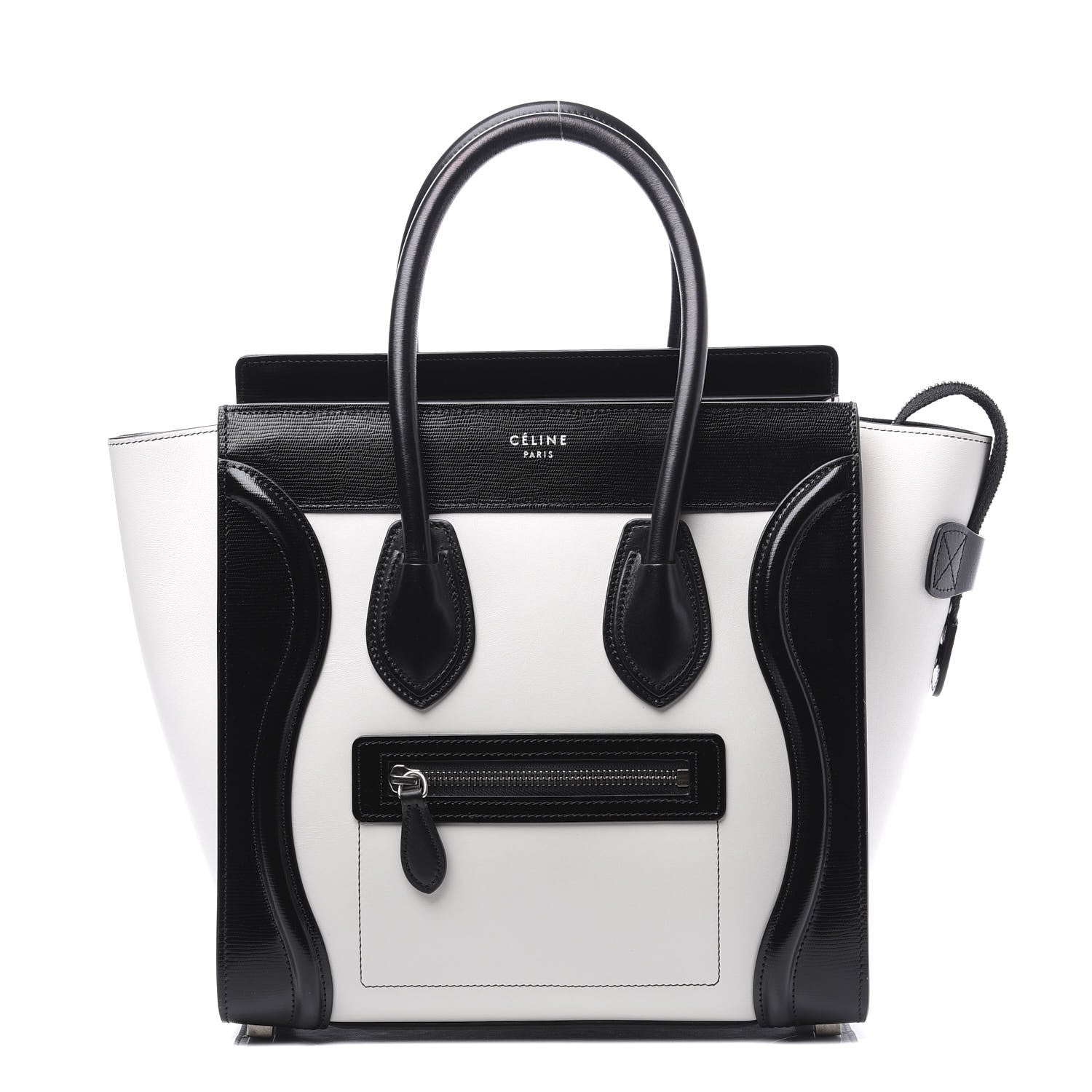 Celine Sleek Calfskin Micro Bi-Color Luggage Black White 1 of 8