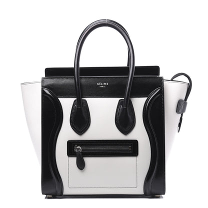 Celine Sleek Calfskin Micro Bi-Color Luggage Black White 1 of 8
