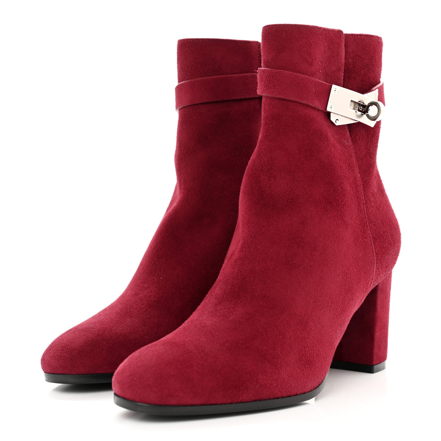 Hermes Suede Goatskin Saint Germain Ankle Boots 36.5 Rouge Tibetain 4 of 11