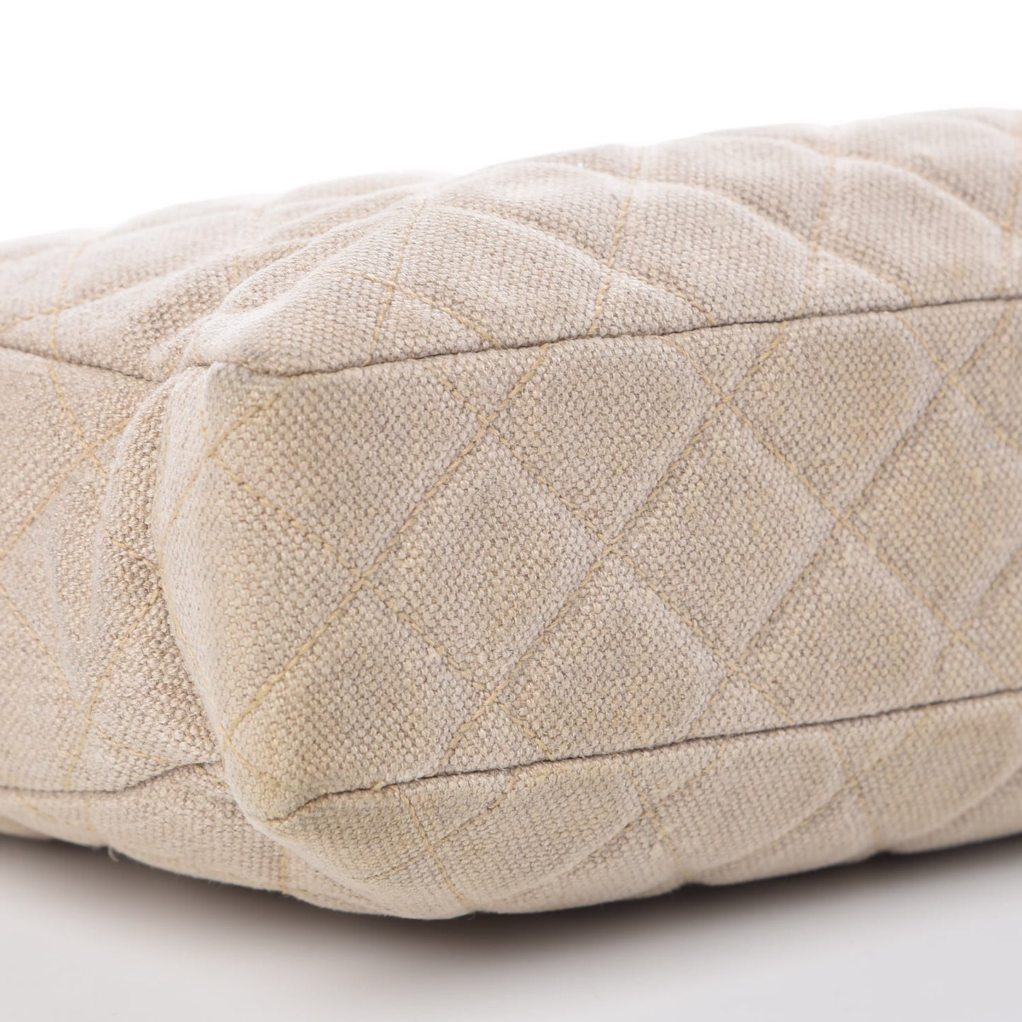 Canvas Quilted CC Shopping Tote Beige