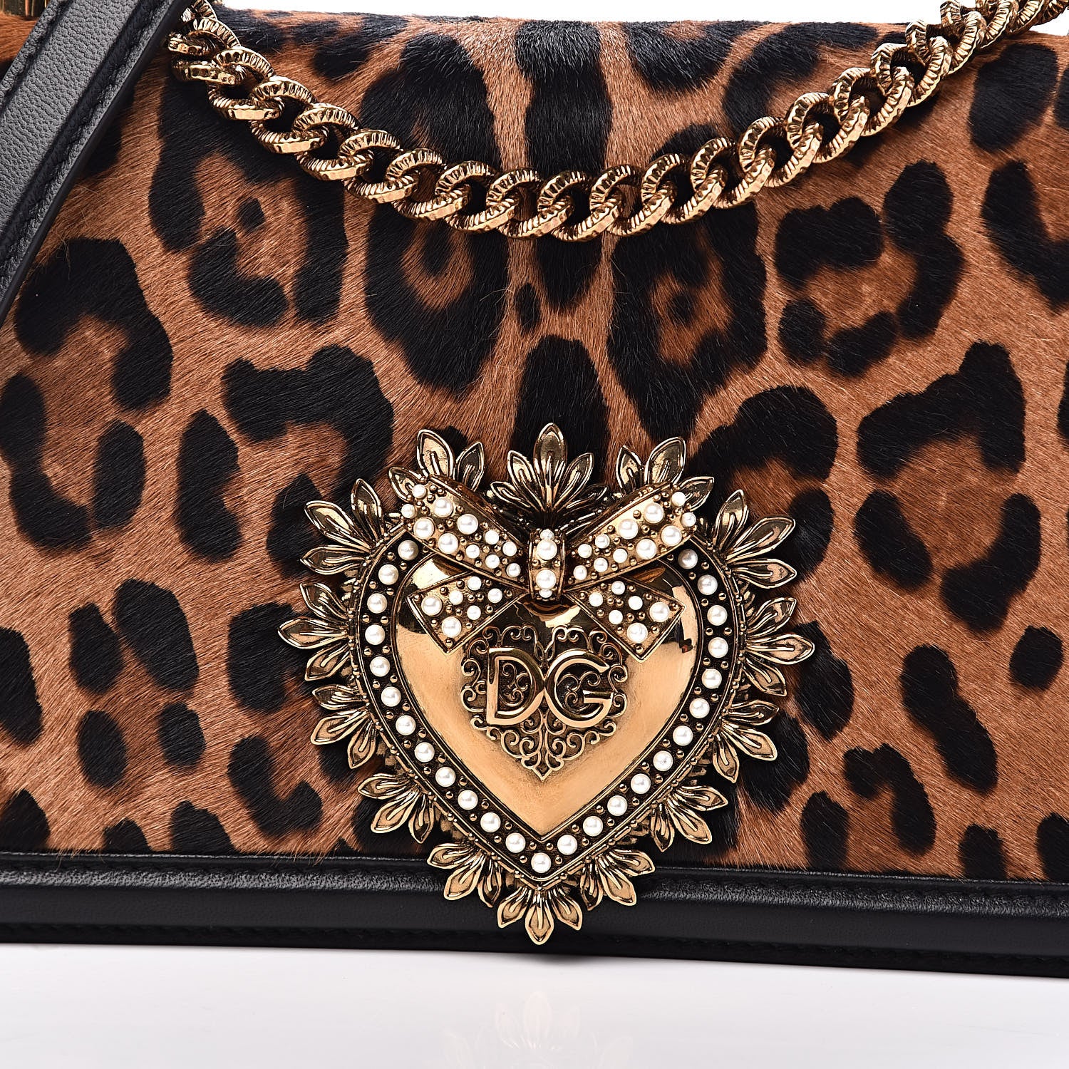 Dolce & Gabbana Pony Hair Leopard Print Medium Devotion Bag 9 of 10