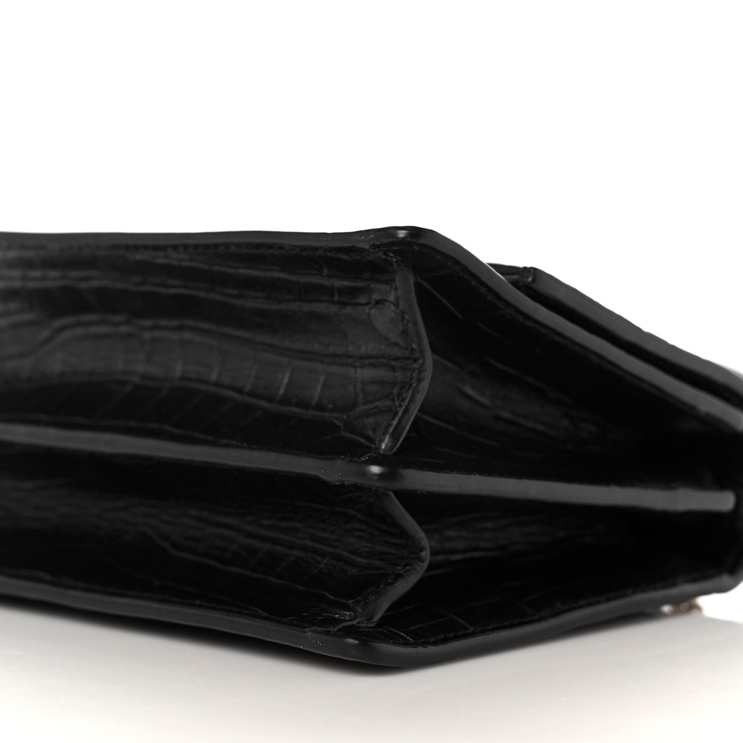Calfskin Crocodile Embossed Monogram Small Sunset Black