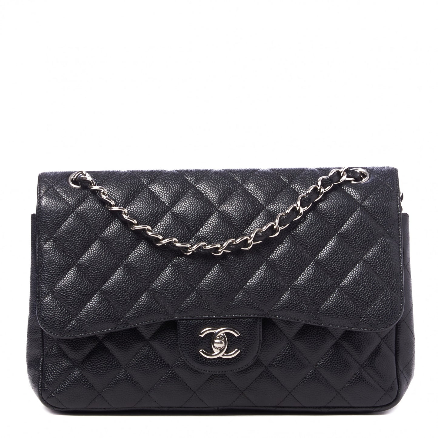 Caviar Quilted Jumbo Double Flap Black