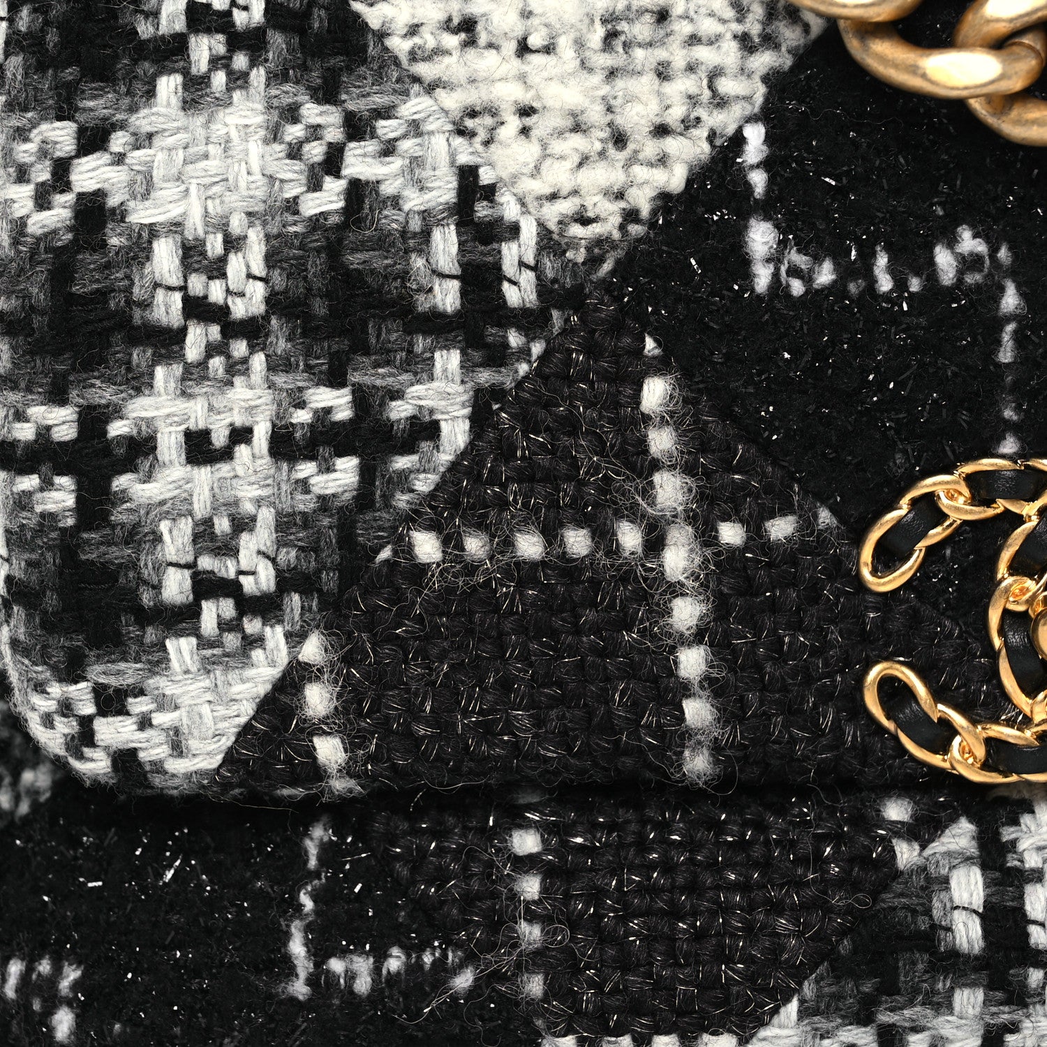 Chanel Tweed Quilted Medium Chanel 19 Flap Black White 9 of 12