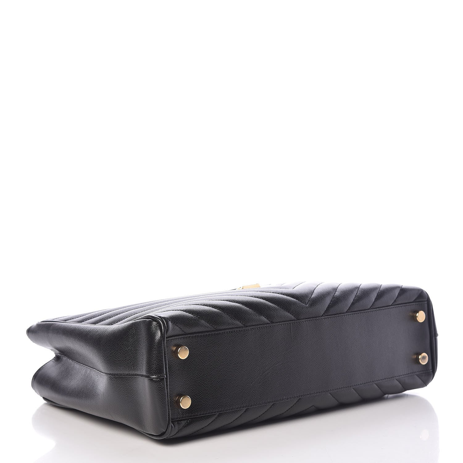 Saint Laurent Grain De Poudre Matelasse Chevron Monogram Shopping Bag Black 4 of 13