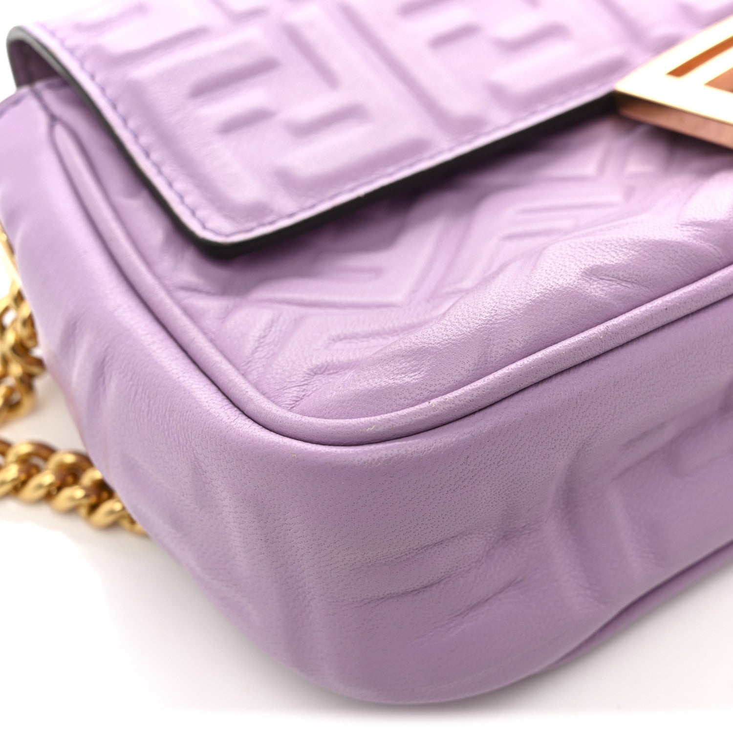 Fendi Nappa FF Embossed Small Midi Chain Baguette Violetta 13 of 15