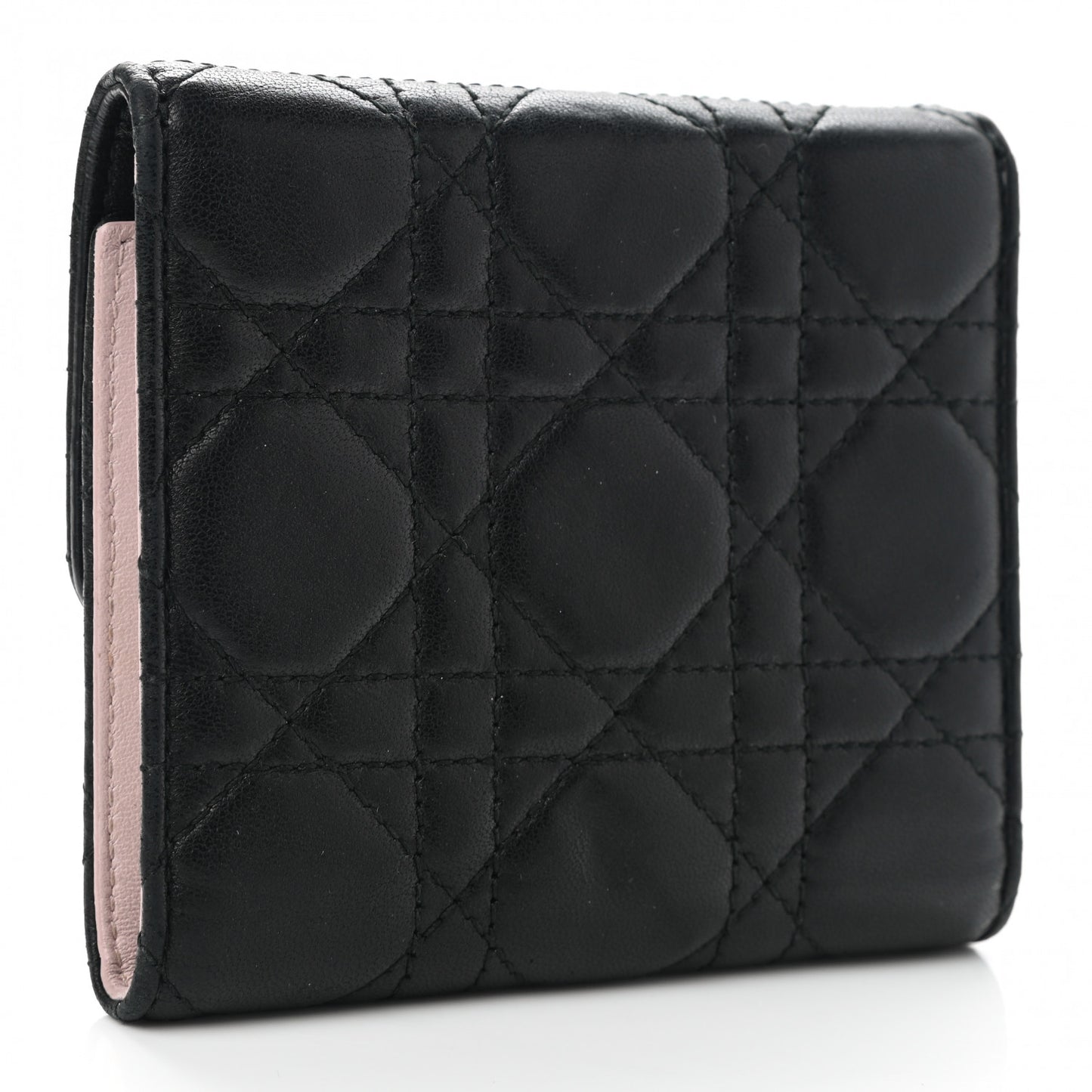 Lambskin Cannage Miss Dior Promenade Compact Wallet Black