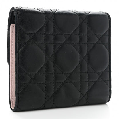 Christian Dior Lambskin Cannage Miss Dior Promenade Compact Wallet Black 3 of 8