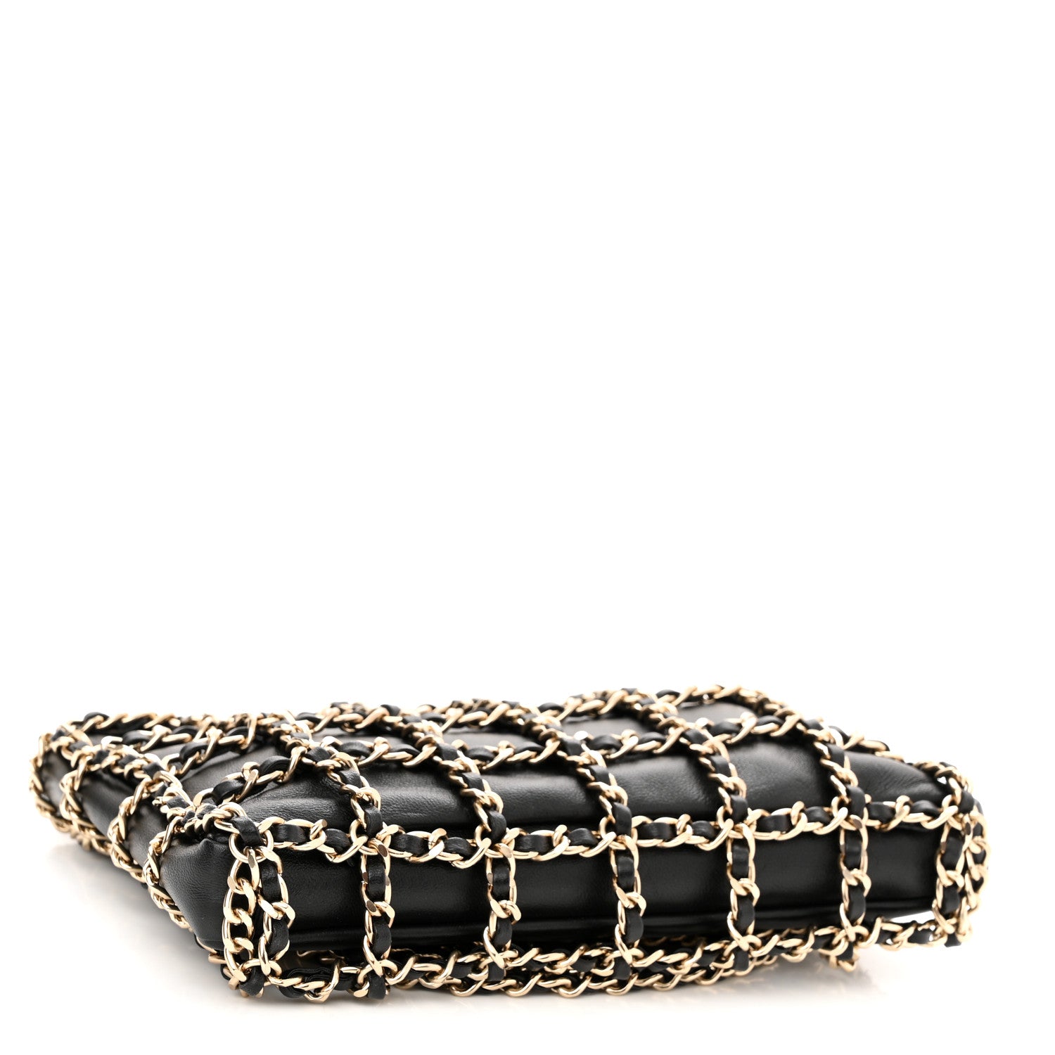 Chanel Lambskin Chain Frame Shoulder Bag Black 4 of 10