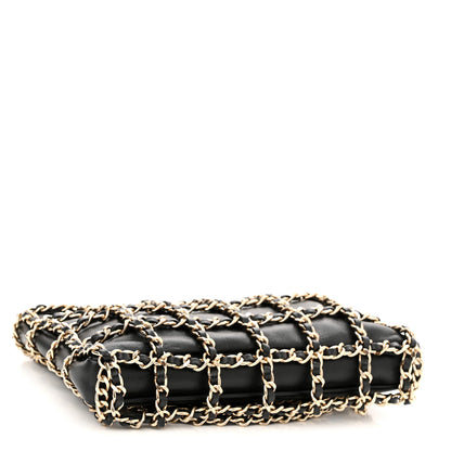 Chanel Lambskin Chain Frame Shoulder Bag Black 4 of 10