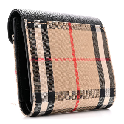 Burberry Grainy Calfskin Vintage Check Lila Tri-Fold Wallet Black 3 of 8
