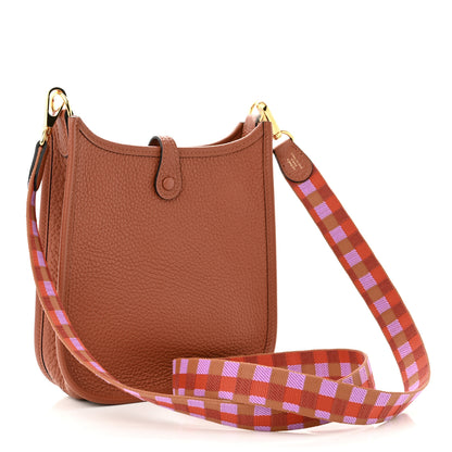 Hermes Taurillon Clemence Maxi Quadrille Evelyne TPM Cuivre Capucine Parme Rouge Duchess 3 of 11