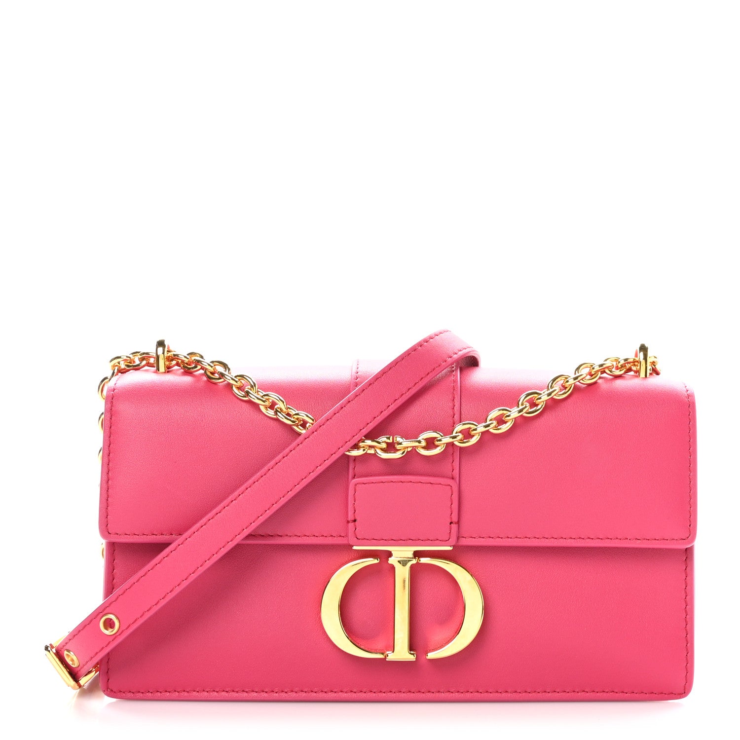 Christian Dior Grained Calfskin 30 Montaigne East West Chain Flap Bag Passion Pink 1 of 9