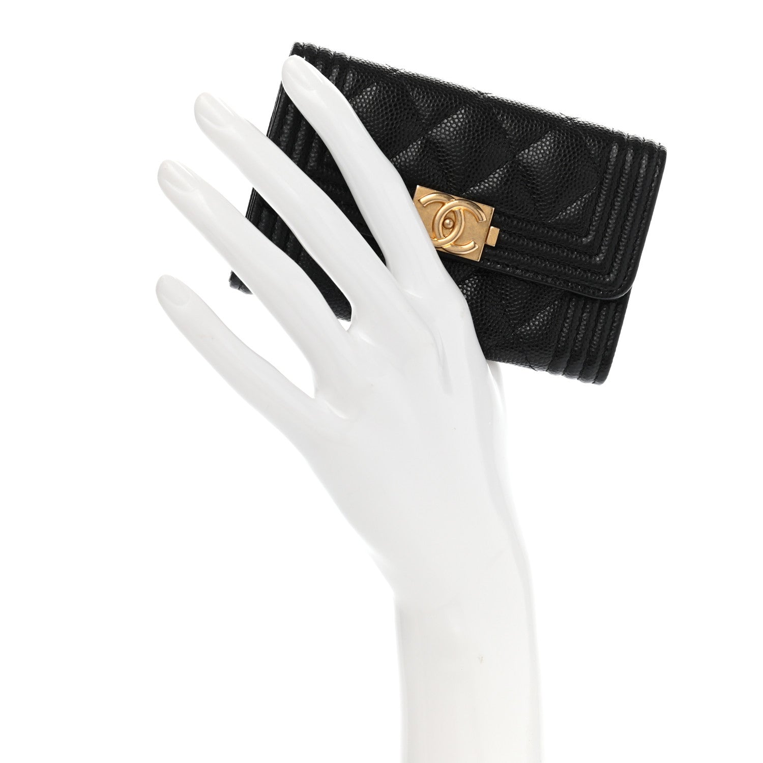 Chanel Caviar Quilted Boy Flap Card Holder Black 2 of 9
