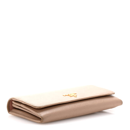 Prada Saffiano Bi-Color Metal Continental Flap Travel Wallet Cammeo Orchidea 5 of 12