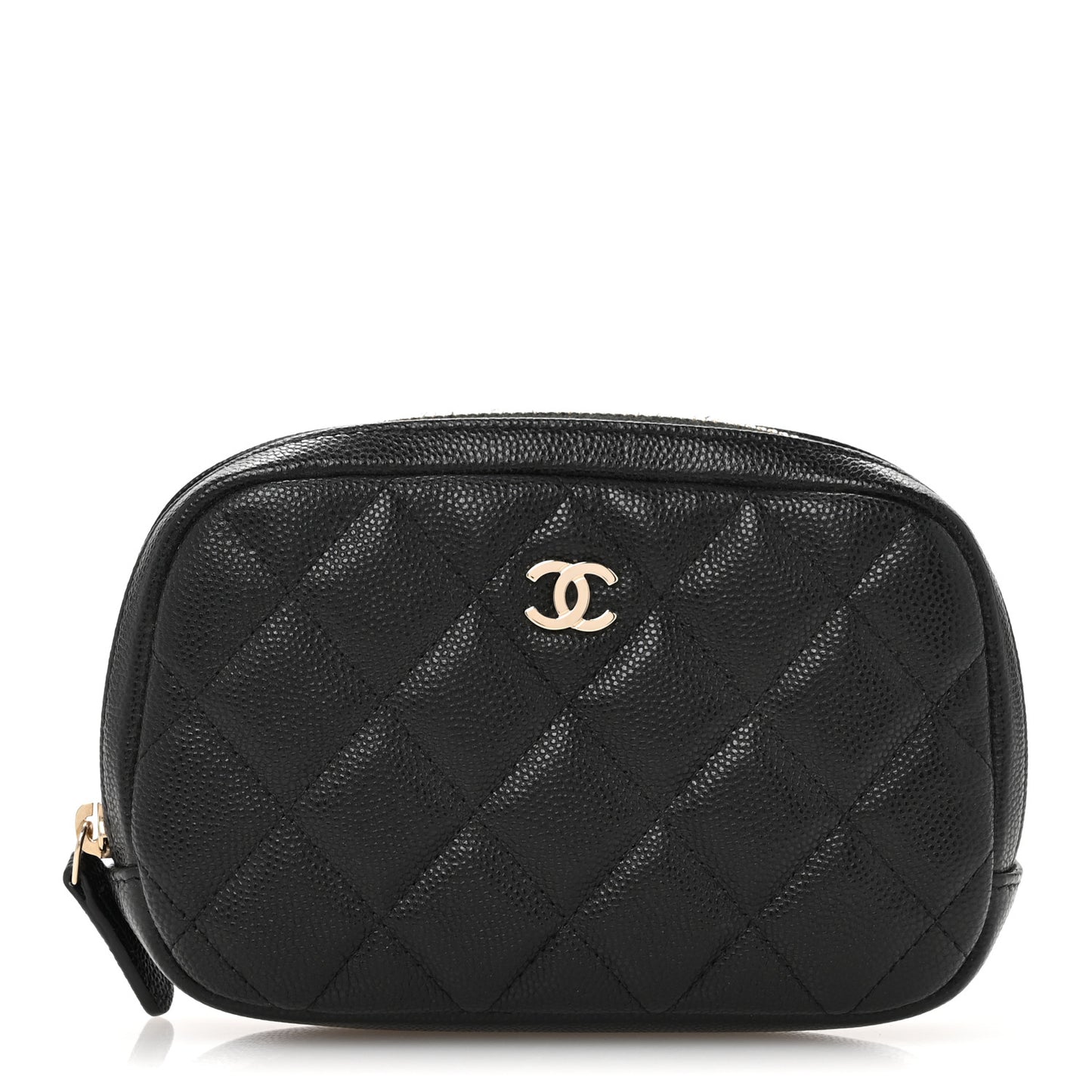 Caviar Quilted Small Curvy Pouch Cosmetic Case Black