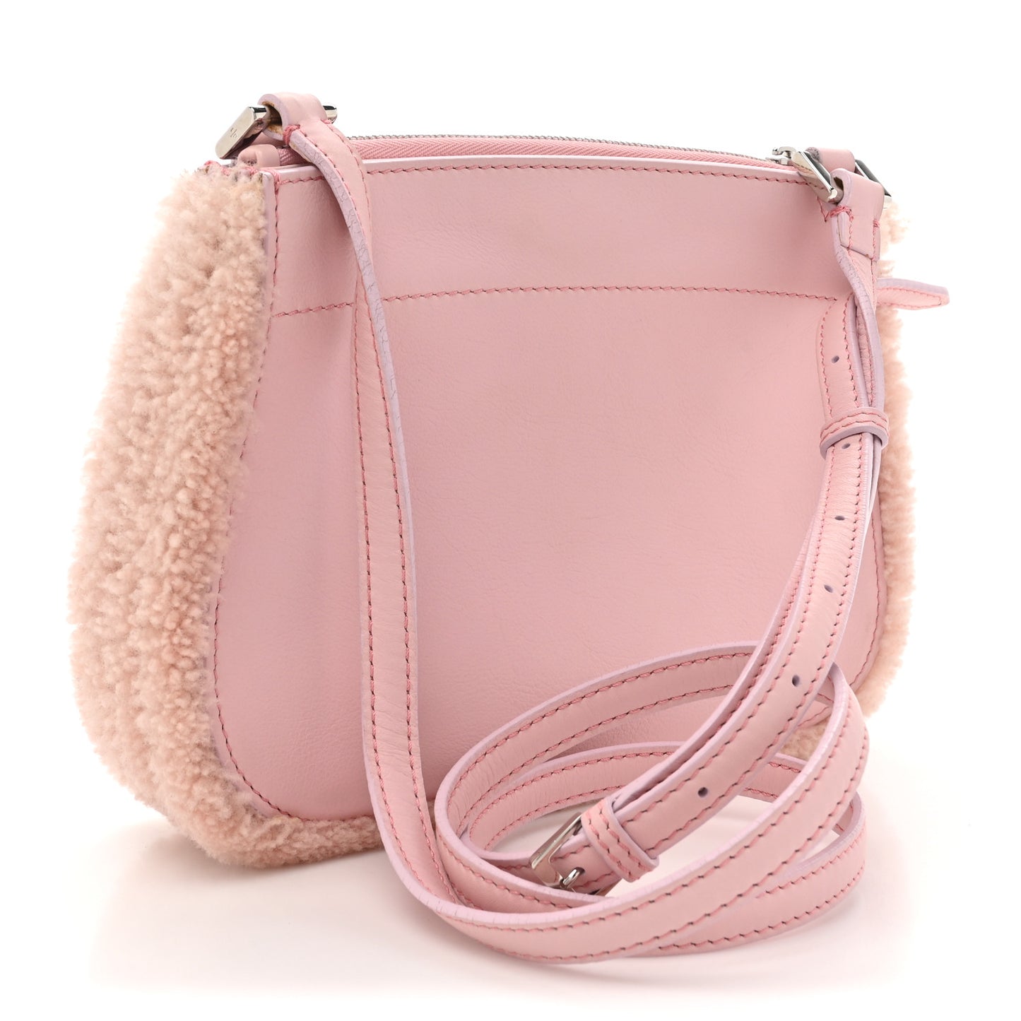 Calfskin Shearling Milky Way Odessa Shoulder Bag Pink