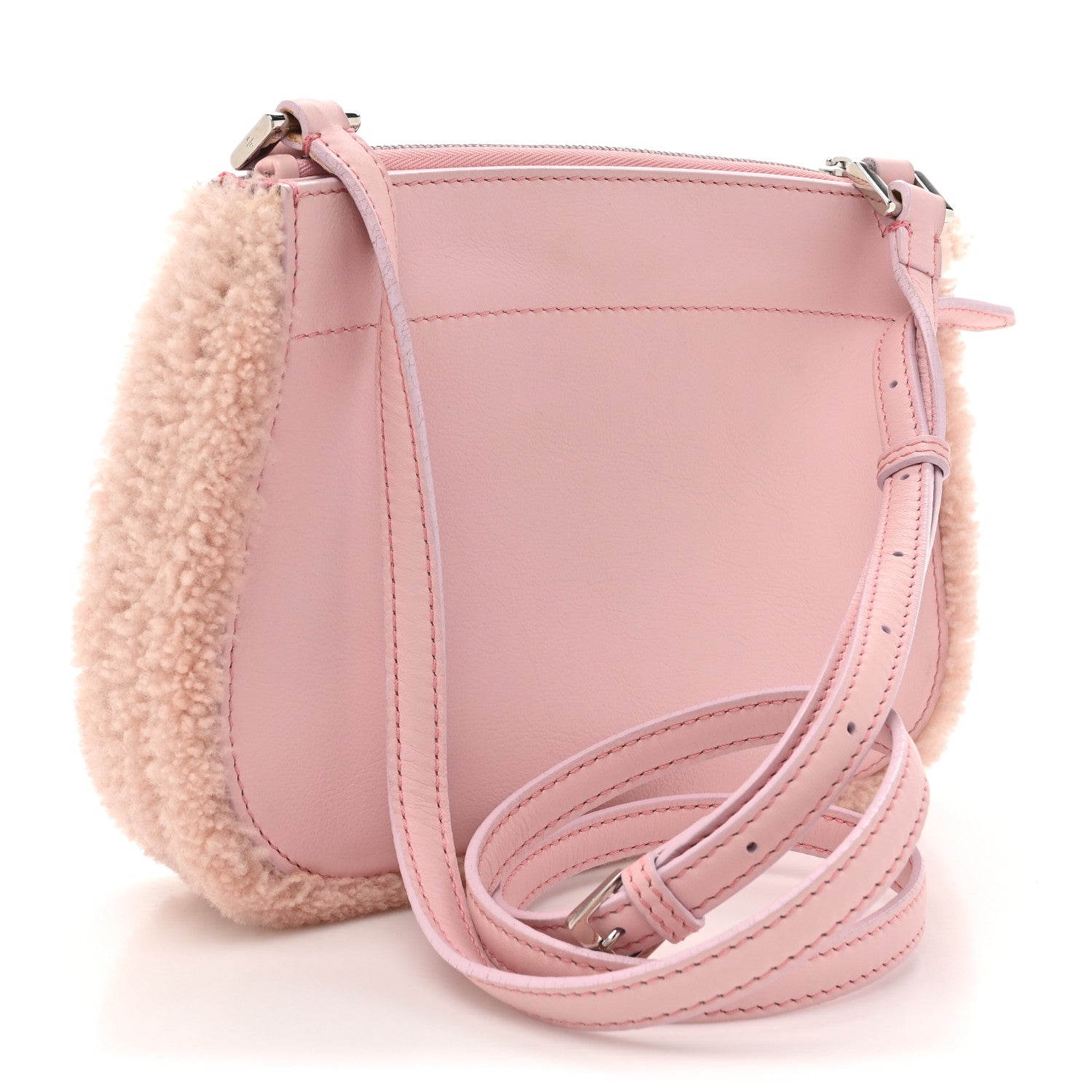 Loro Piana Calfskin Shearling Milky Way Odessa Shoulder Bag Pink 3 of 15