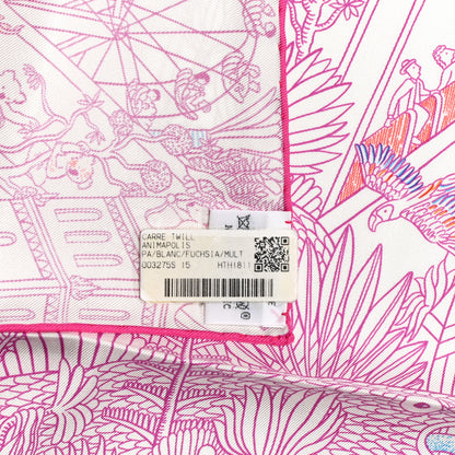 Hermes Silk Animapolis Scarf 90 White Fuchsia Multicolor 5 of 5