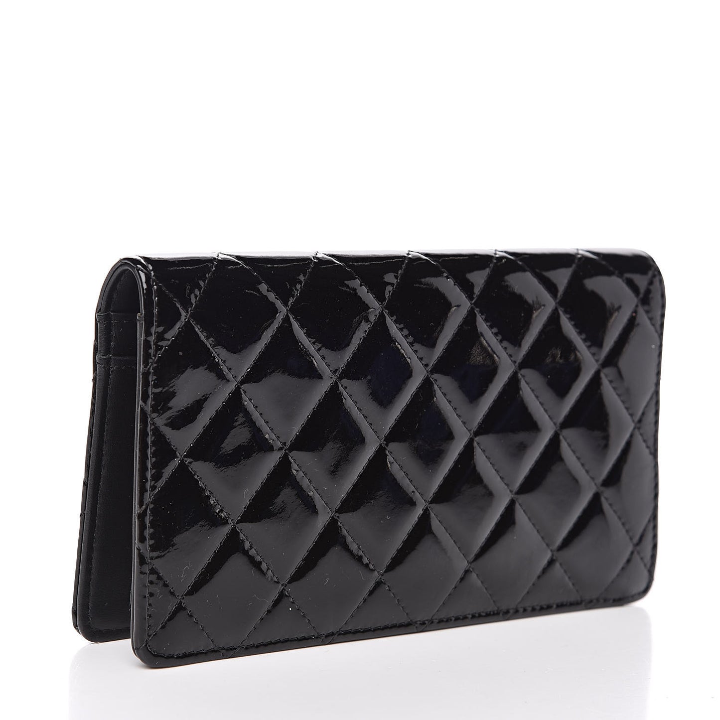 Patent Quilted Brilliant Yen Wallet Black