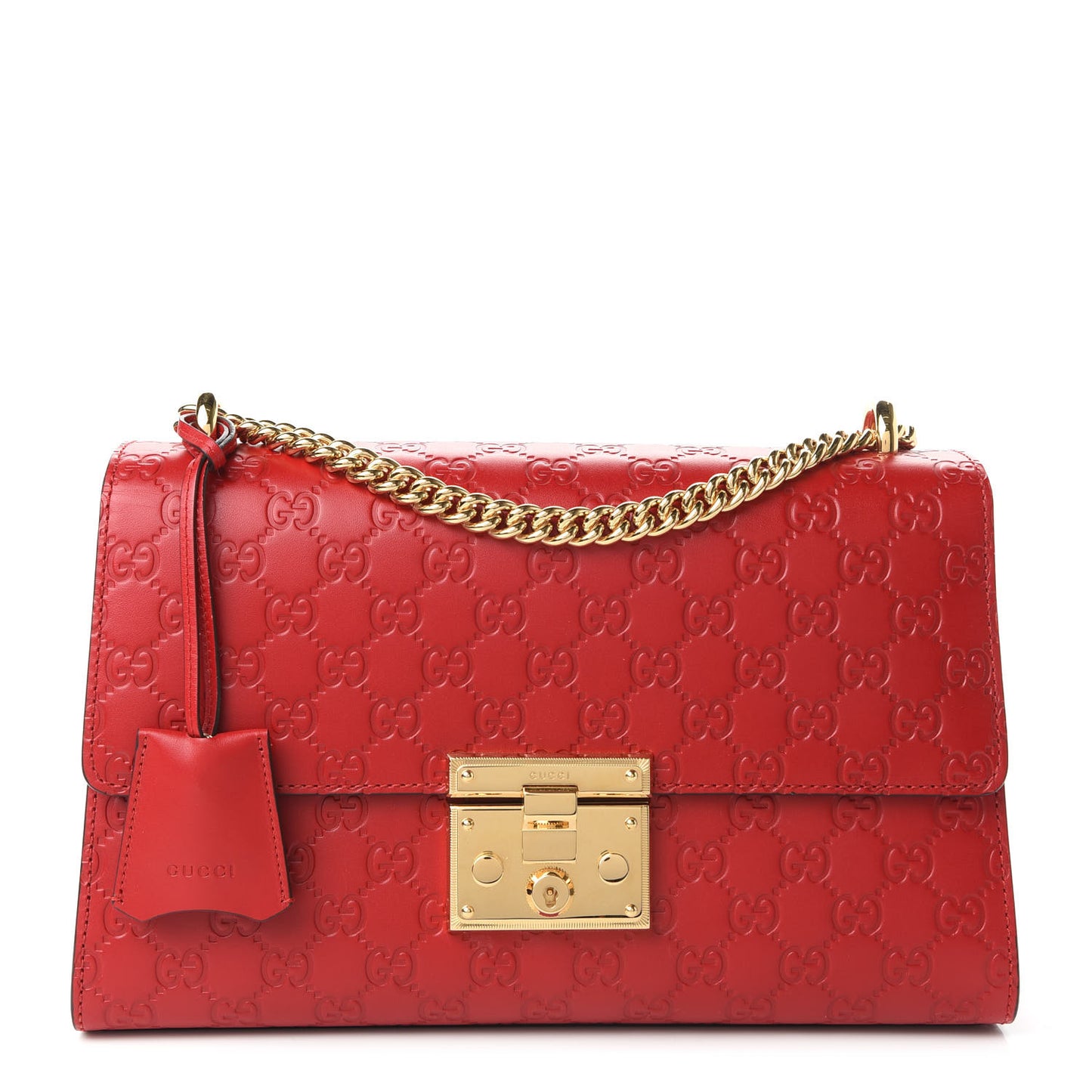 Guccissima Medium Padlock Shoulder Bag Hibiscus Red