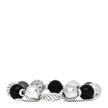 David Yurman Sterling Silver Black Onyx Hematine 14mm Elements Bead Bracelet 2 of 3