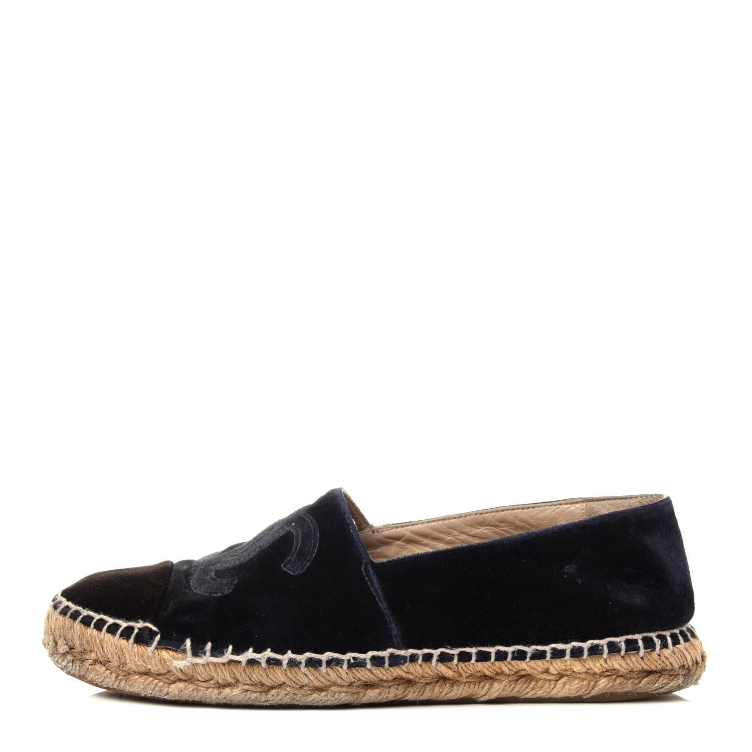 Chanel Velvet CC Espadrilles 39 Dark Navy Black 1 of 15