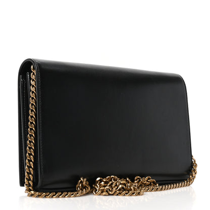 Saint Laurent Smooth Calfskin Tri-Metal Cassandre Wallet On Chain WOC Black 3 of 9