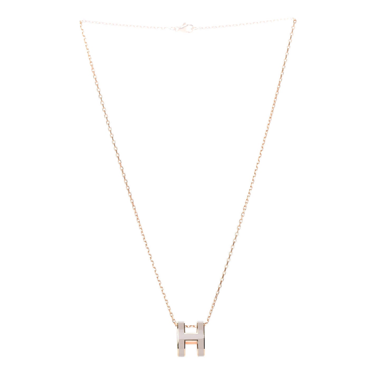 Lacquered Rose Gold Pop H Pendant Necklace Marron Glace