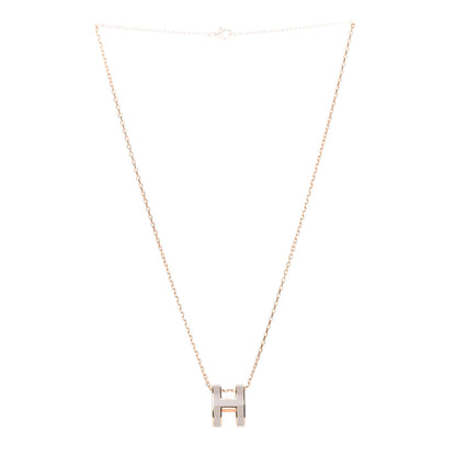 Hermes Lacquered Rose Gold Pop H Pendant Necklace Marron Glace 3 of 6
