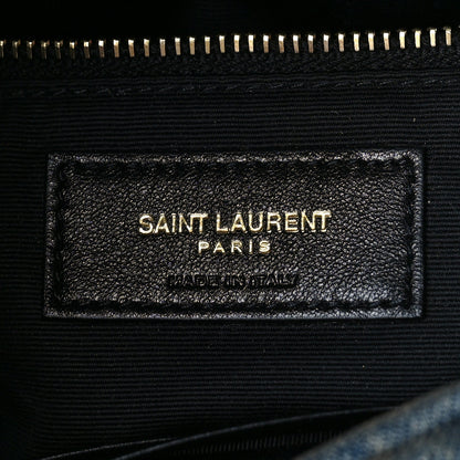 Saint Laurent Denim Quilted Toy Loulou Puffer Monogram Chain Satchel Blue Cinnamon 5 of 7