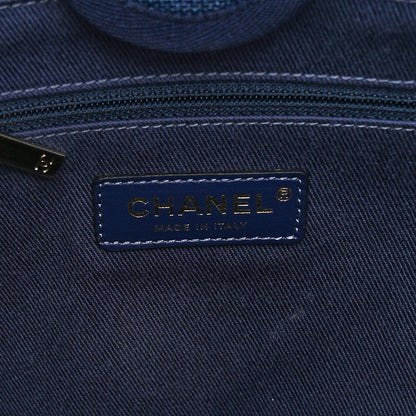 Chanel Mixed Fibers Striped Small Deauville Tote Navy Blue 6 of 10