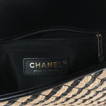 Chanel Raffia Jute Striped Small Urban Jungle Single Flap Black Beige 6 of 11