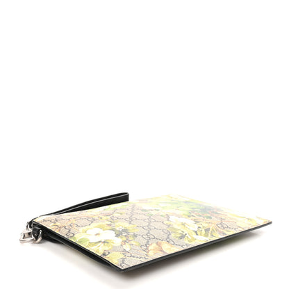 Gucci GG Supreme Monogram Blooms Small Zip Wristlet Pouch Beige New Military Black 4 of 8