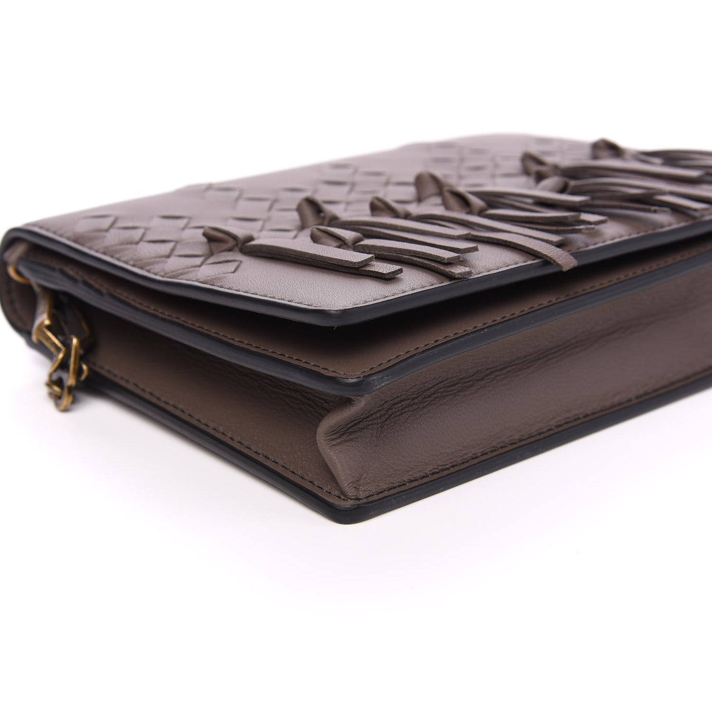 Nappa Intrecciato Brio Chain Wallet Steel