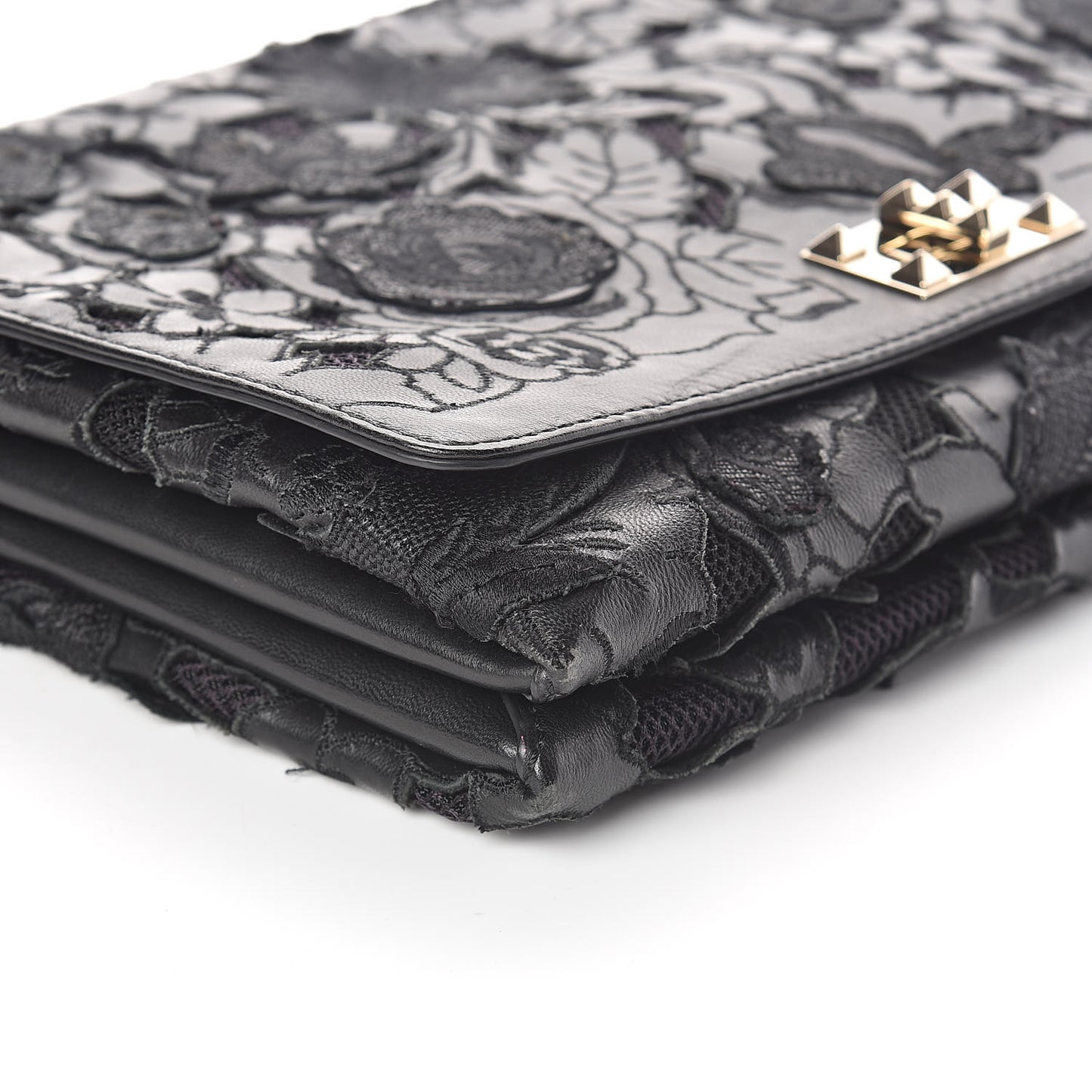 Lambskin Lace Large Girello Flap Black