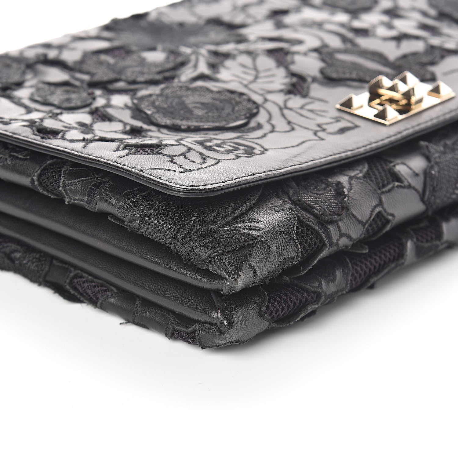 Valentino Garavani Lambskin Lace Large Girello Flap Black 8 of 9