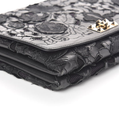 Valentino Garavani Lambskin Lace Large Girello Flap Black 8 of 9