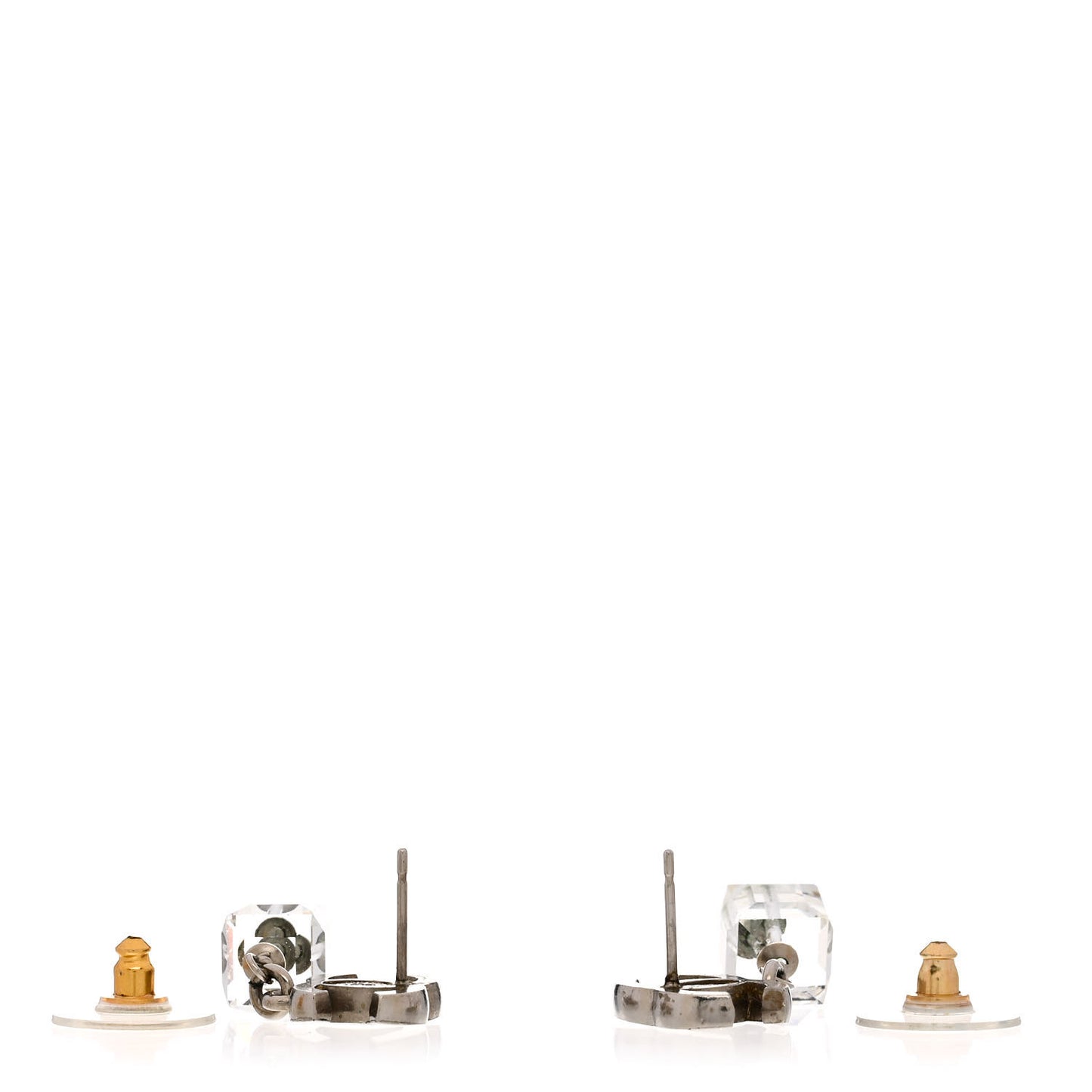 Metal Resin CC Cube Earrings Transparent