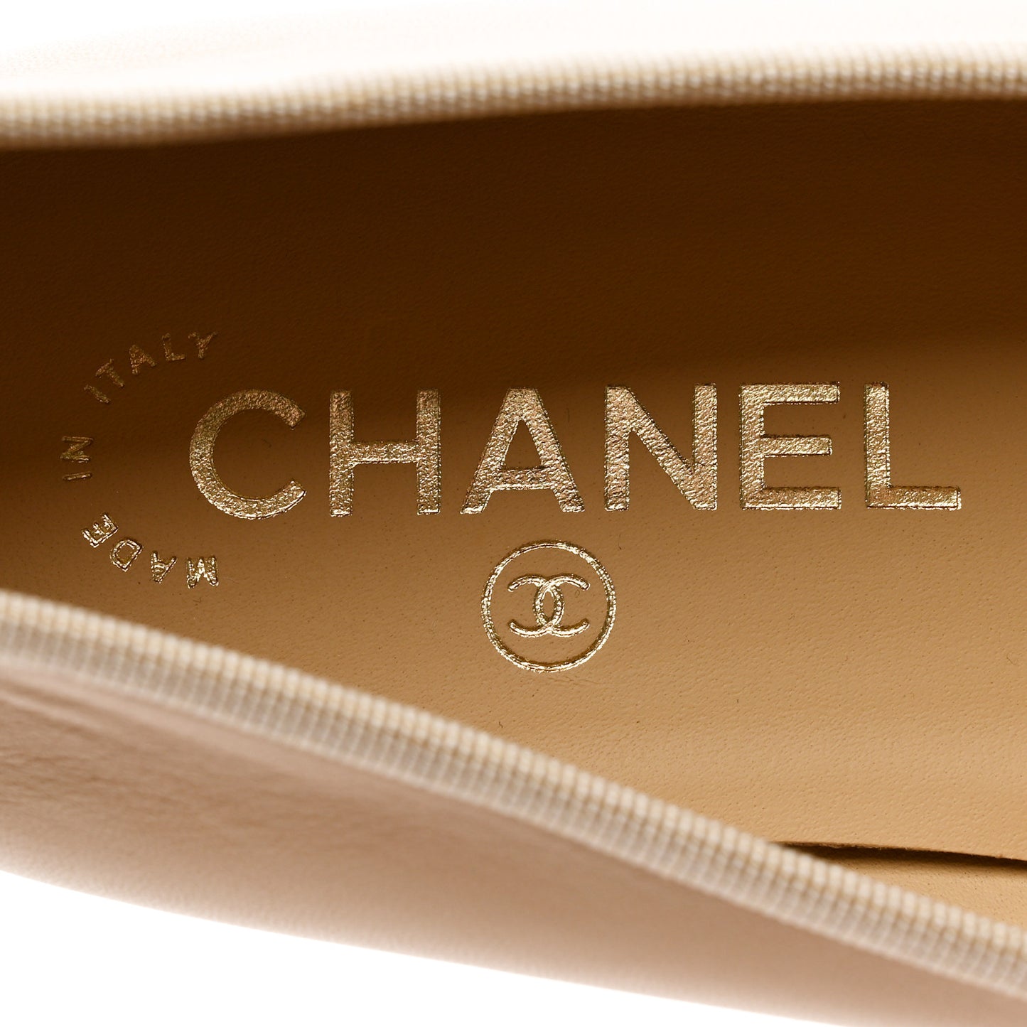 Lambskin Cap Toe Ballerina Flats 39.5 Beige Black