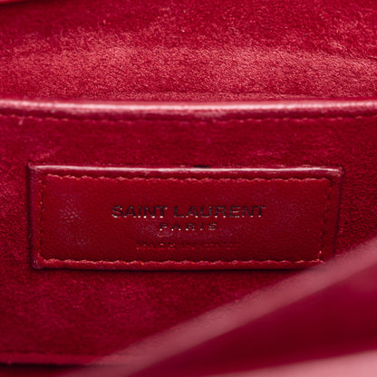 Saint Laurent Calfskin Crocodile Embossed Medium Monogram Sunset Rouge Eros 6 of 9