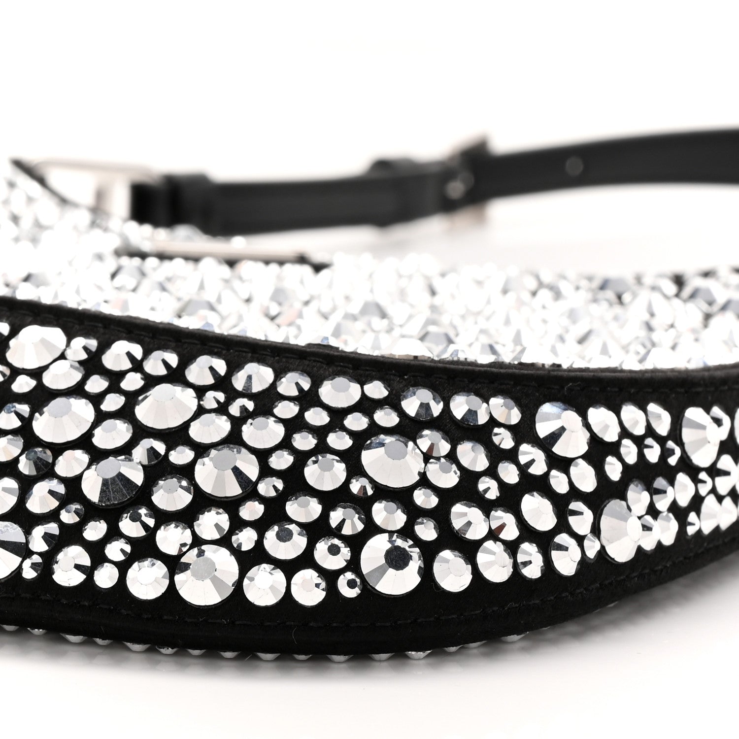 Prada Satin Crystal Cleo Adjustable Strap Shoulder Bag Metal 10 of 11