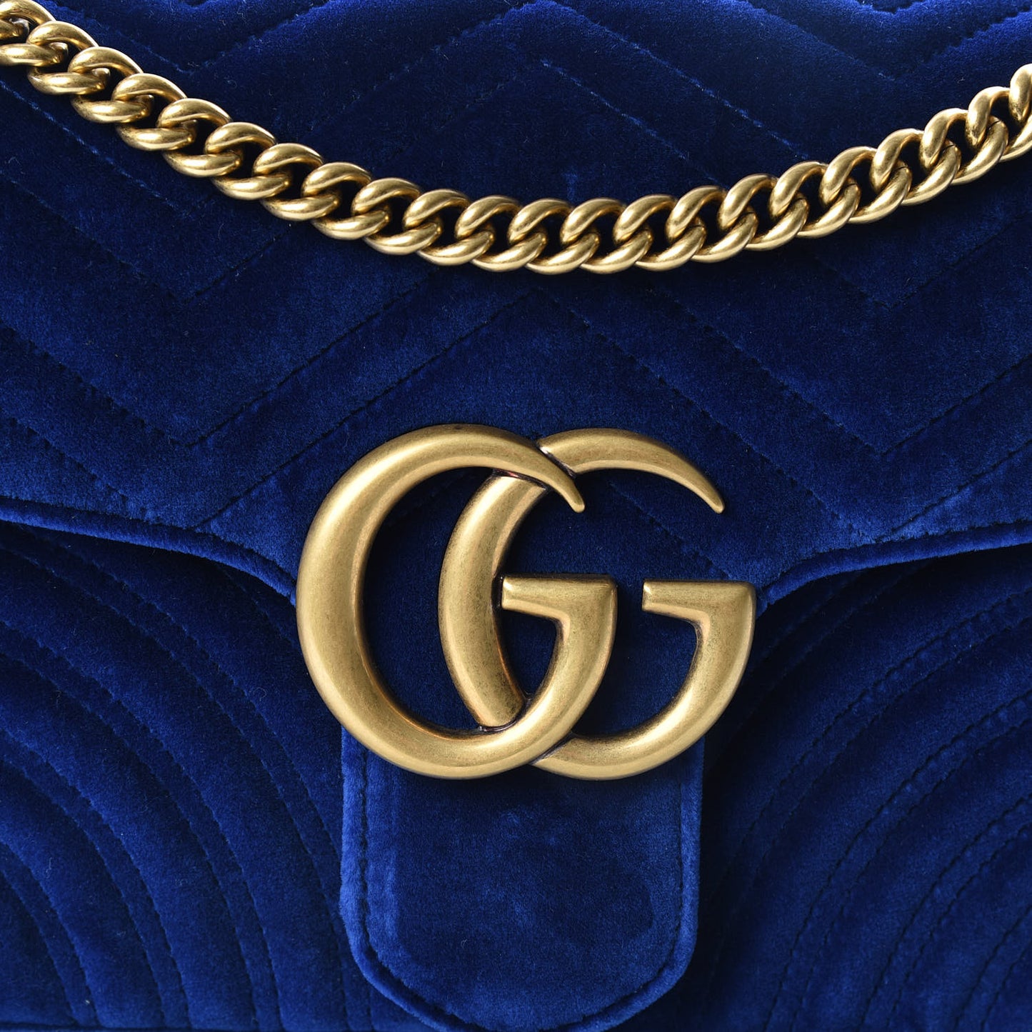 Velvet Matelasse Medium GG Marmont Shoulder Bag Cobalt Blue