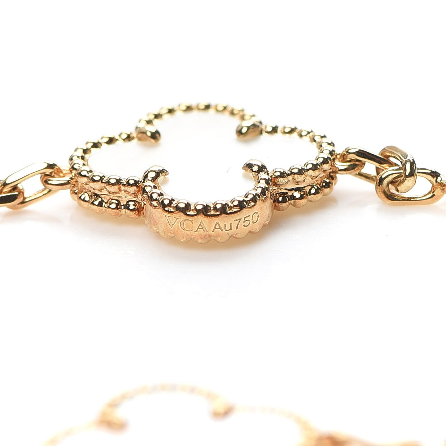 18K Yellow Gold Mother of Pearl 5 Motifs Vintage Alhambra Bracelet