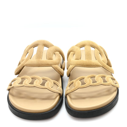 Hermes Suede Goatskin Extra Sandals 36 Beige Argile 3 of 10